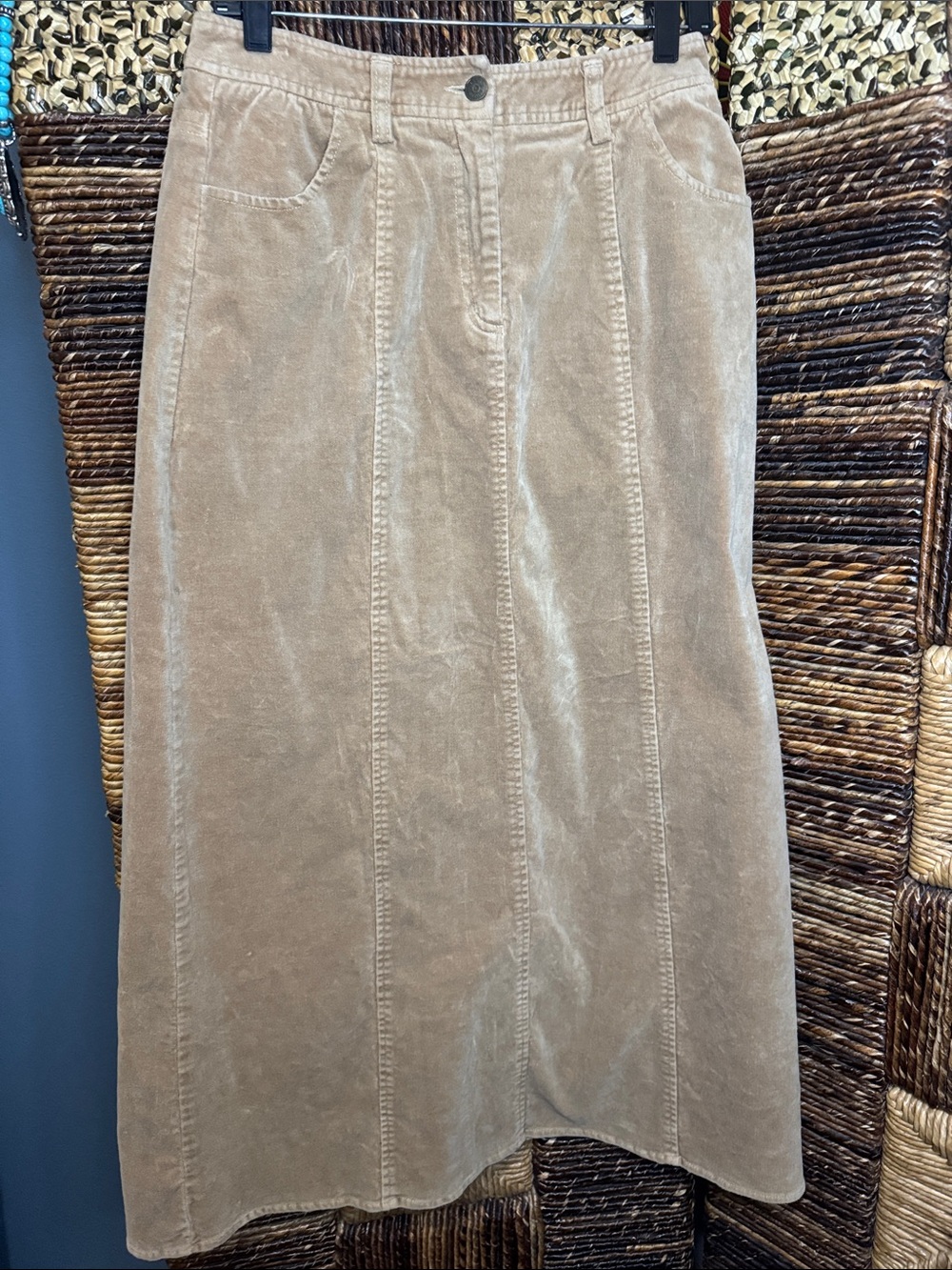 Vintage Relativity Tan Corduroy Midi Skirt